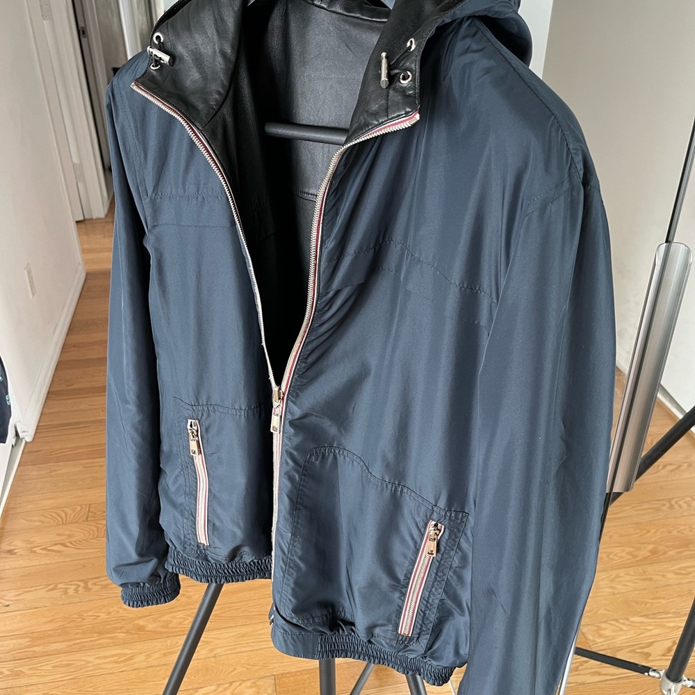 BALLY (Switzerland) 100% lamb leather hoodies jacket, size 44 (large)